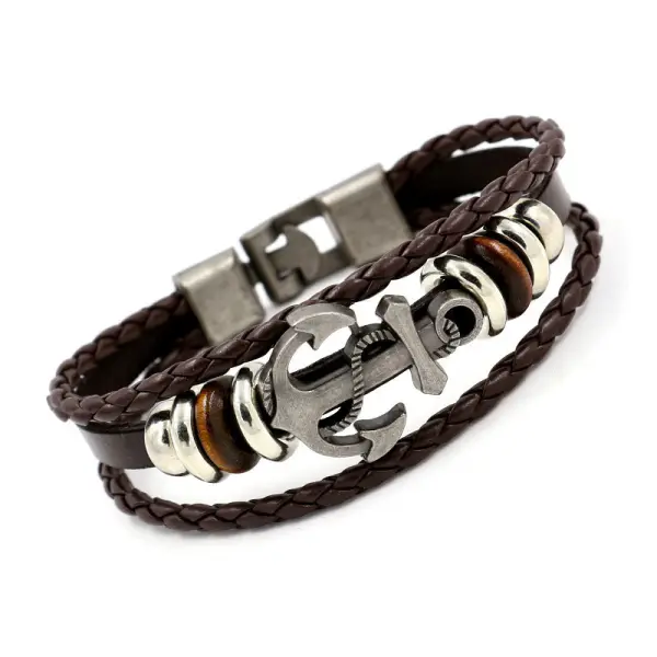 Anchor Leather Bracelet - Menilyshop.com 