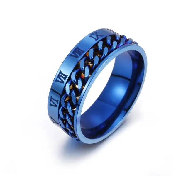 Roman Numeral Titanium Steel Ring Rotatable Chain Ring - Villagenice.com 