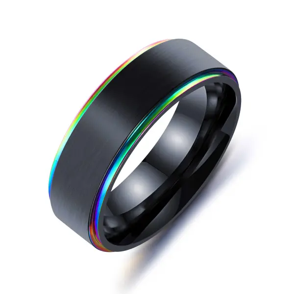 Titanium Steel Ring Colorful Black Gold Lasha Electroplating Ring - Mobivivi.com 
