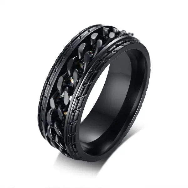 Techwear Stainless Steel Movable Chain Ring - Fineyoyo.com 