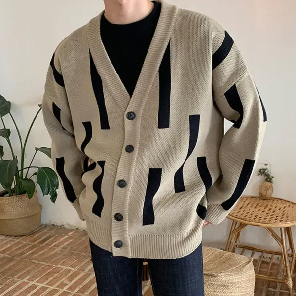 Retro men's simple knitted cardigan - Woolmind.com 