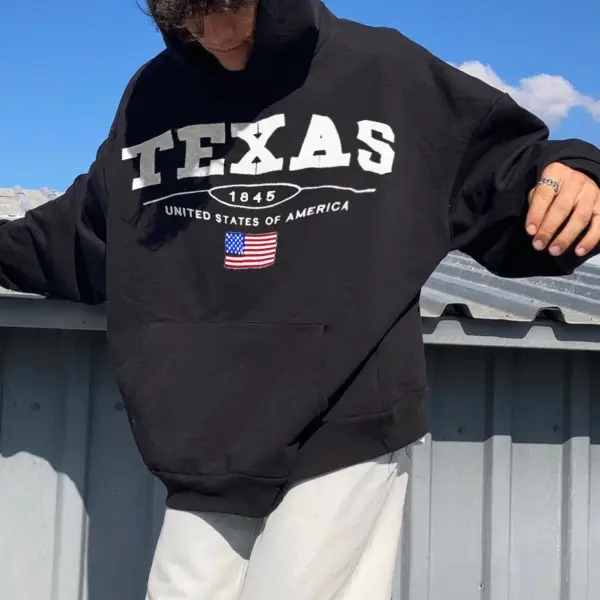 Retro men's texas casual print hoodie - Faciway.com 