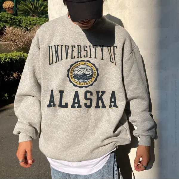 moletom casual masculino da faculdade com estampa do alfabeto do Alaska - Woolmind.com 
