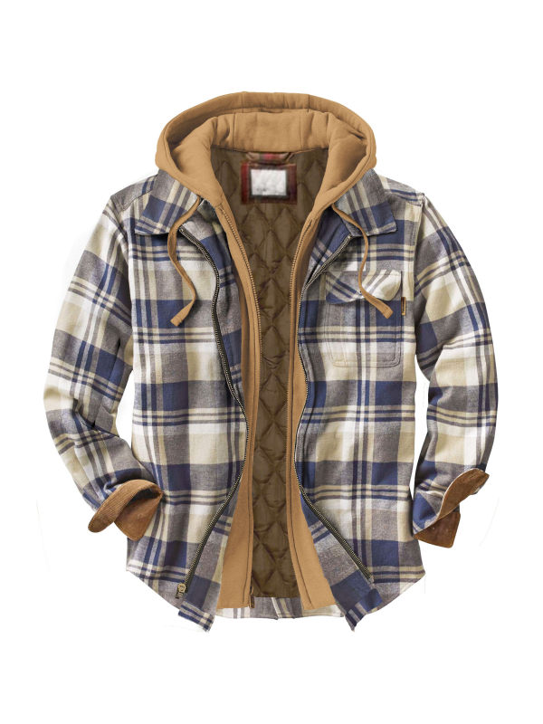 Men's Autumn & Winter Outdoor Casual Checked Hooded Jacket