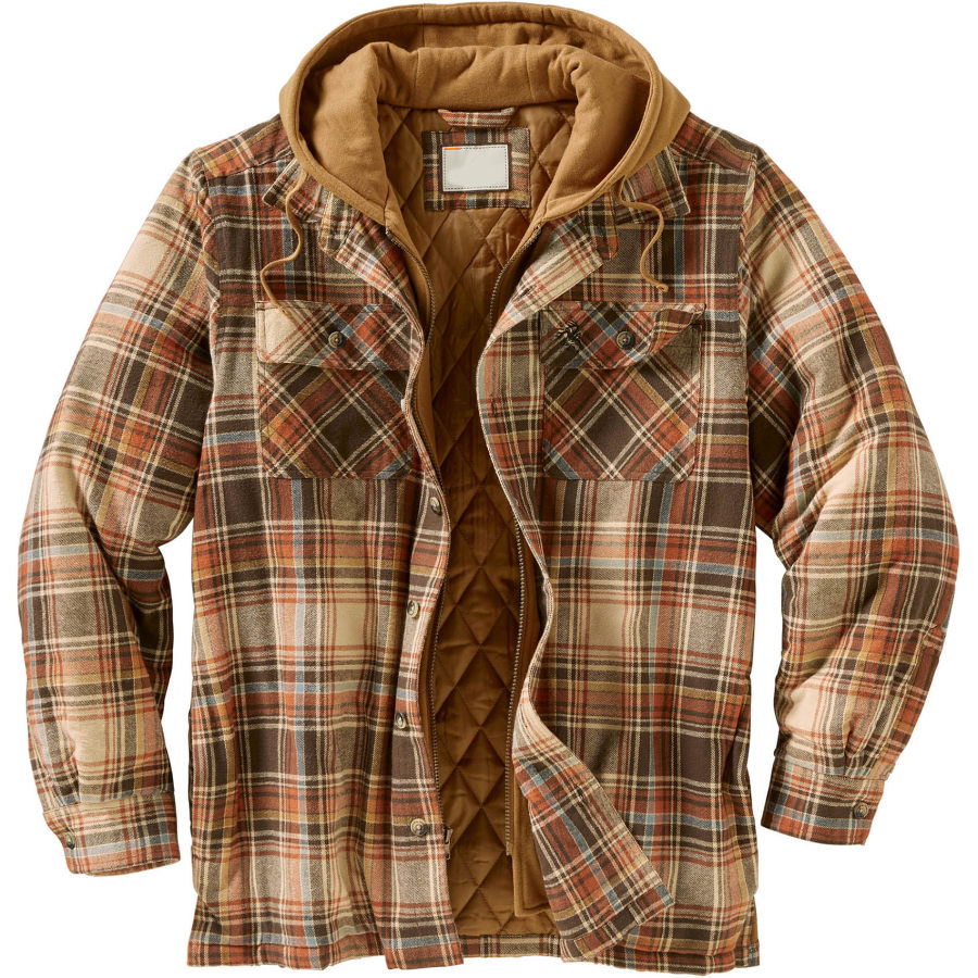 

Men's Autumn & Winter Outdoor Casual Checked Hooded Jacket