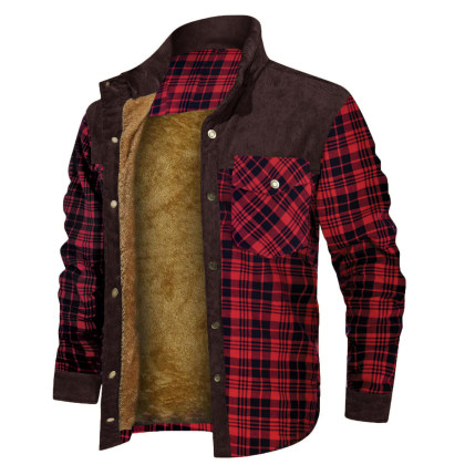 Chaqueta Warm Wanderer Con Estampado De Cuadros Retro Para Hombre