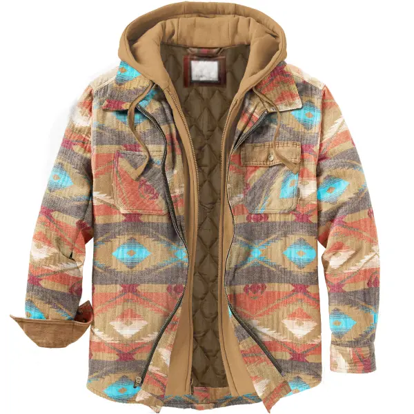 Men's Autumn & Winter Outdoor National Style Hooded Jacket - Woolmind.com 