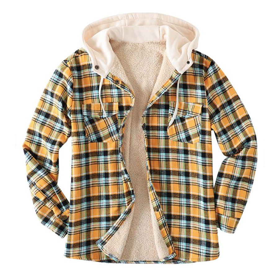 

Mens Plaid Thick Plush Casual Jacket