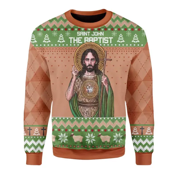 Men's Saint John The Baptist Ugly Christmas Sweatshirt - Woolmind.com 