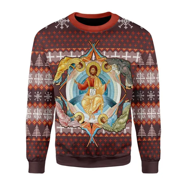 Sweat-shirt De Noël Laid Jésus De Théologie Orthodoxe Orientale Pour Hommes - Woolmind.com 