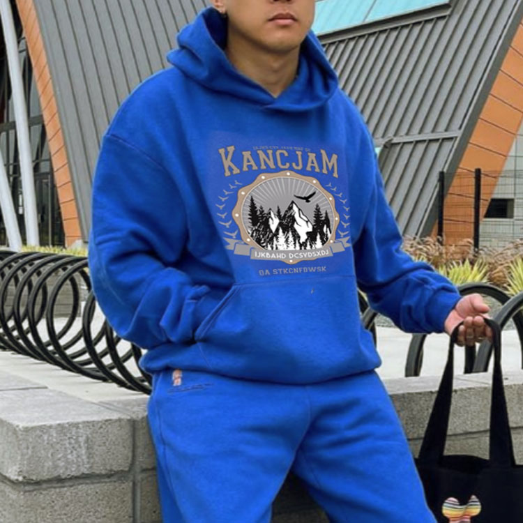 Vintage Unisex Mountains Print Oversized Hoodie