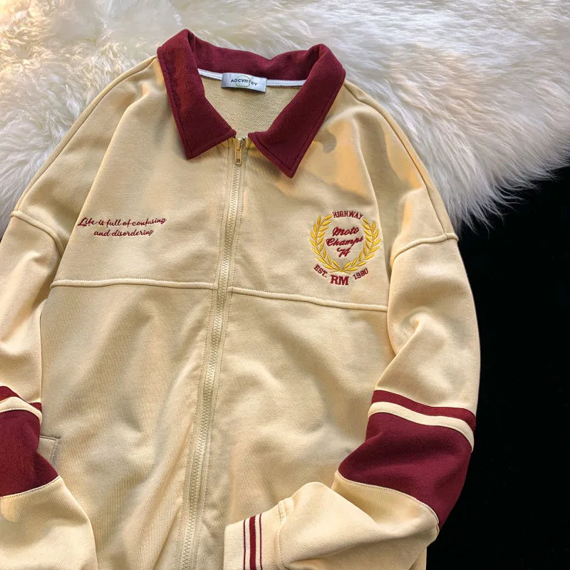 Unisex Vintage College Sweatshirt Jacket
