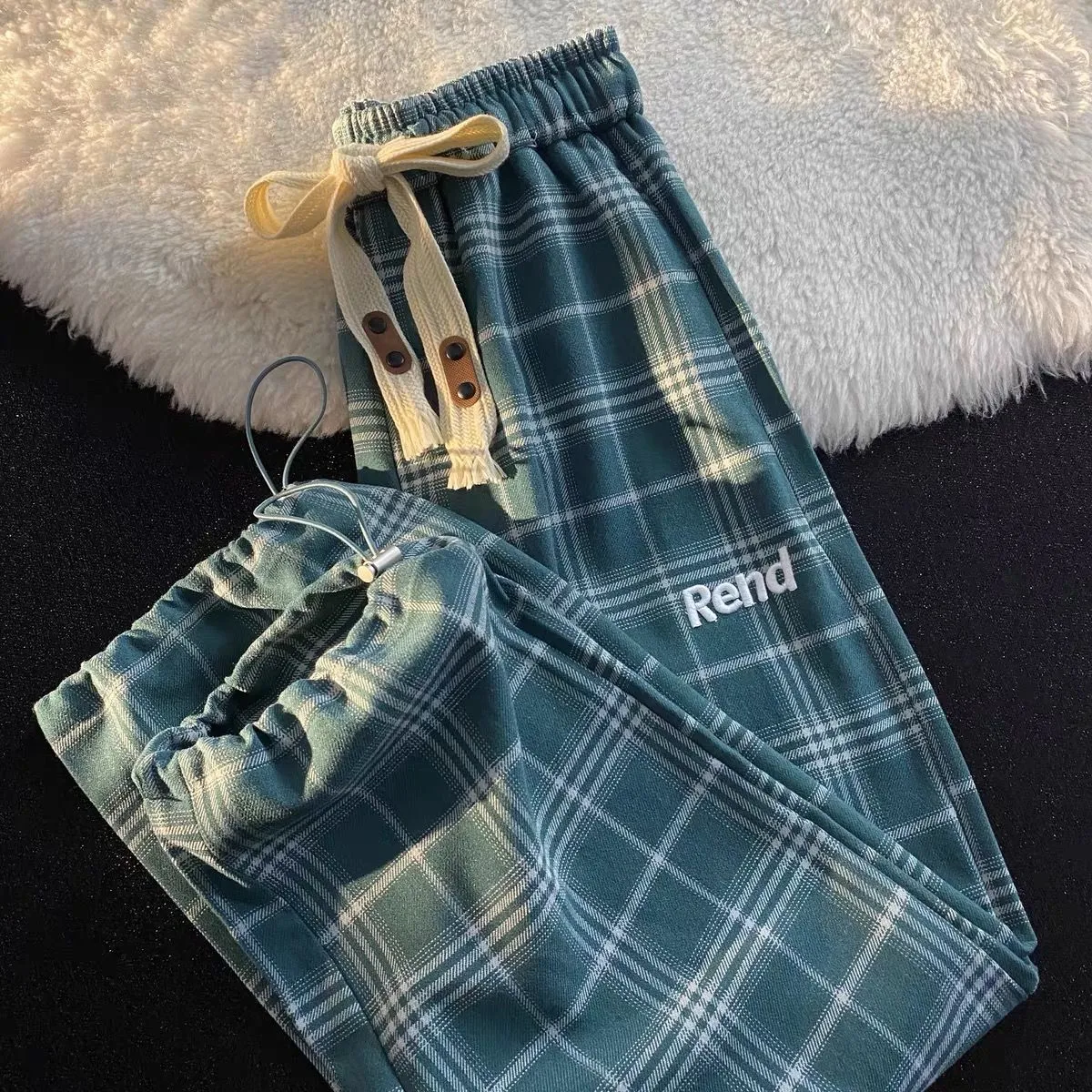 Neutral Checked Sweatpants