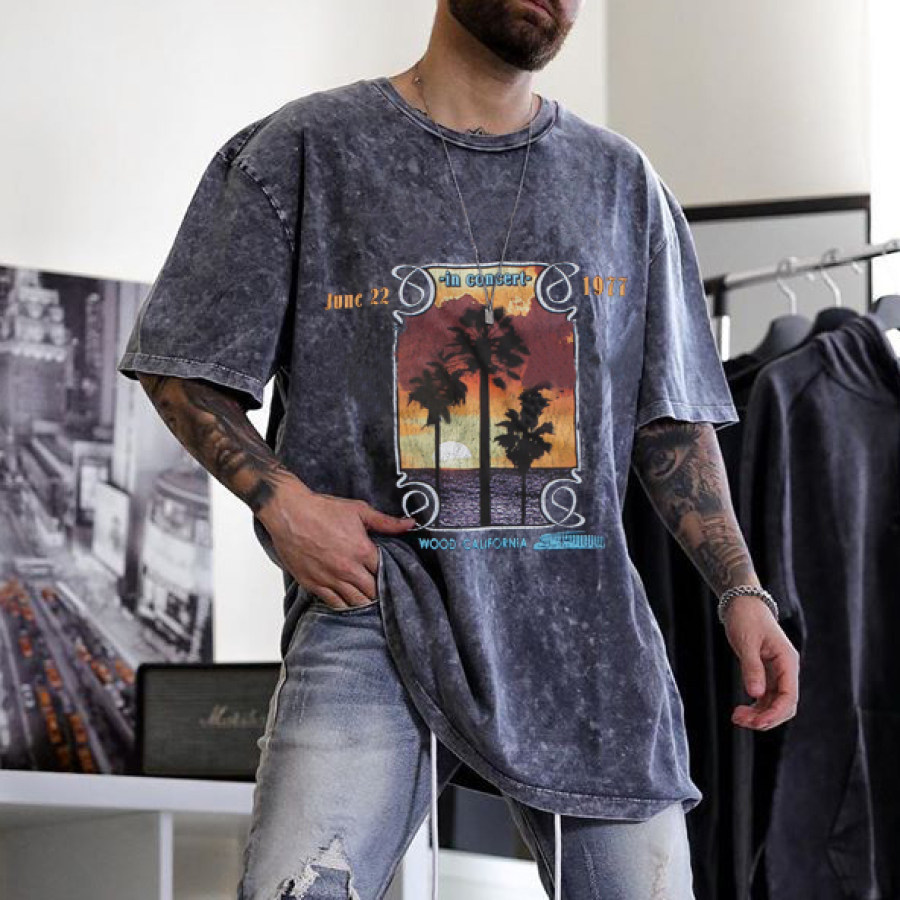 

Mens Vintage Round Neck Printed Short-sleeved T-shirts