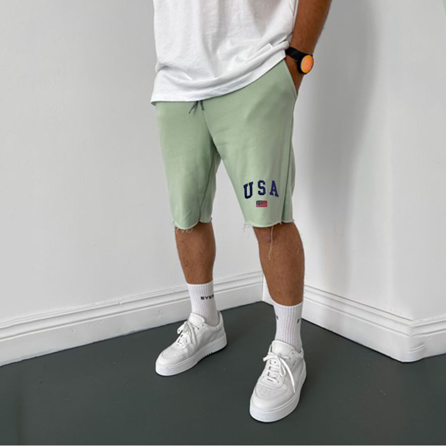 

Vintage Men's American Flag Machine Short Sweatpants