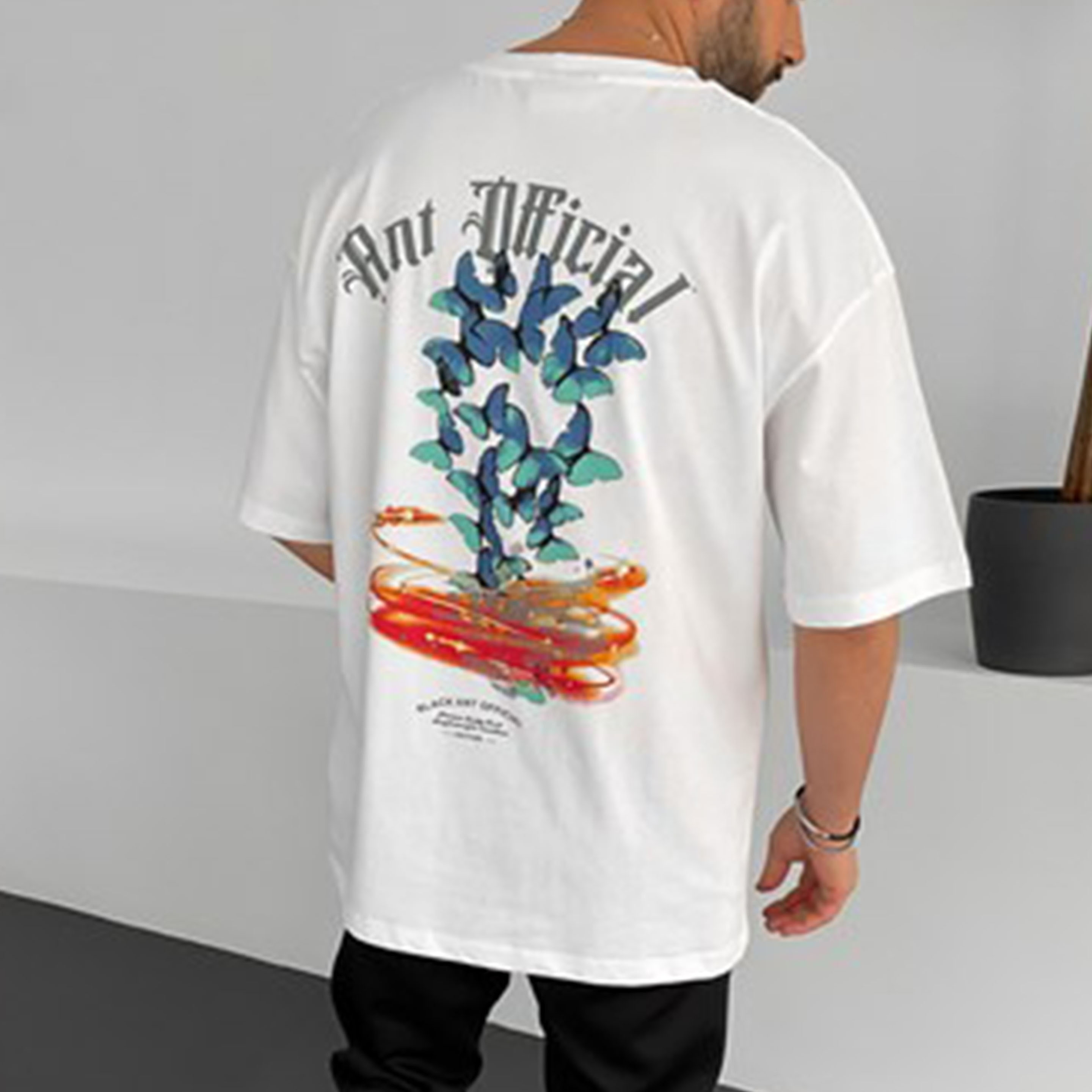 Men's Oversized Butterfly Print T Shirt