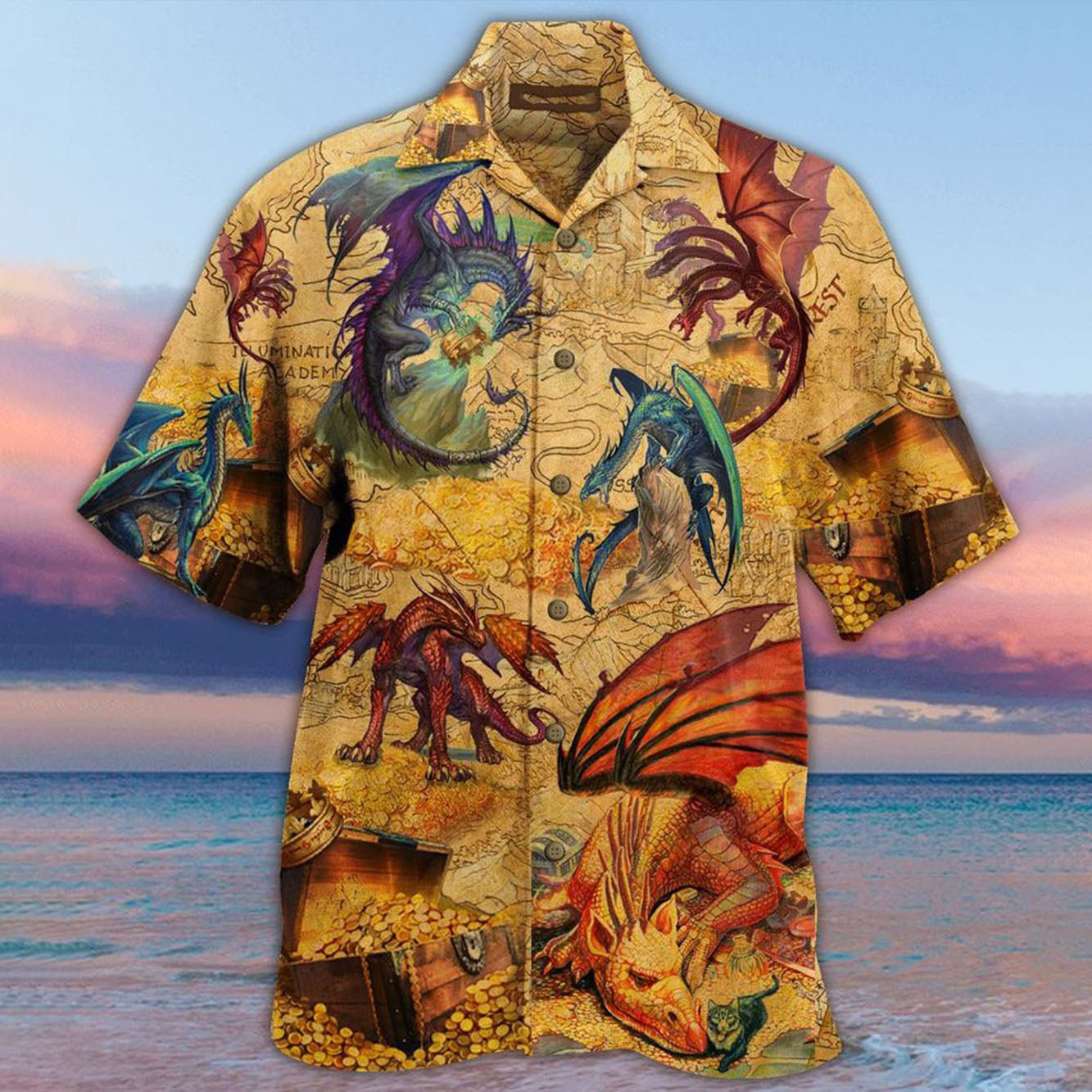 Men's Dinosaur Beach Short Sleeve Chic Shirt