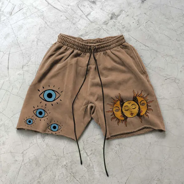 Street Wear Eyes Sun Sweat Shorts - Paleonice.com 