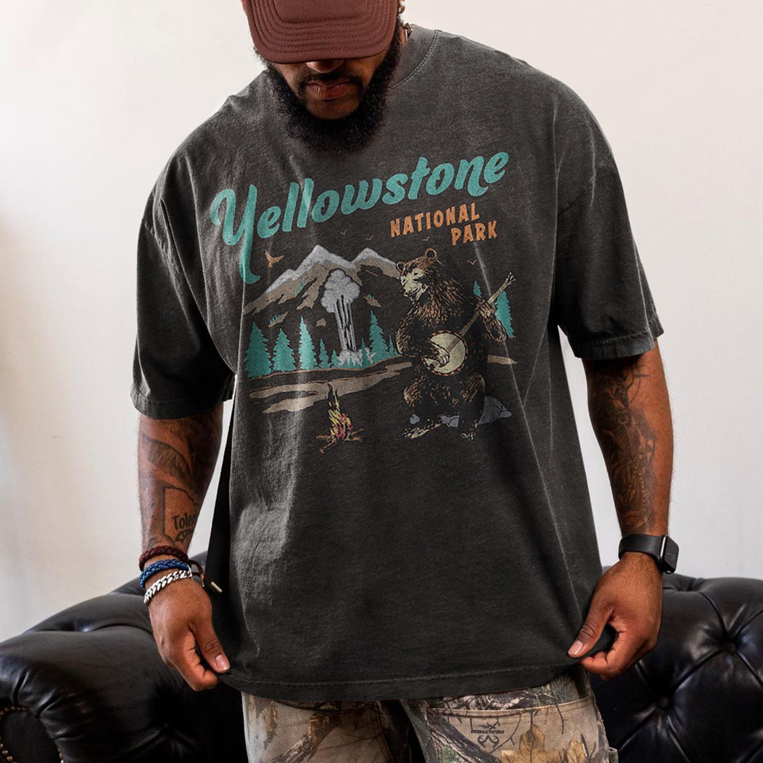 Retro Oversized Men's Yellowstone Chic National Park T-shirt