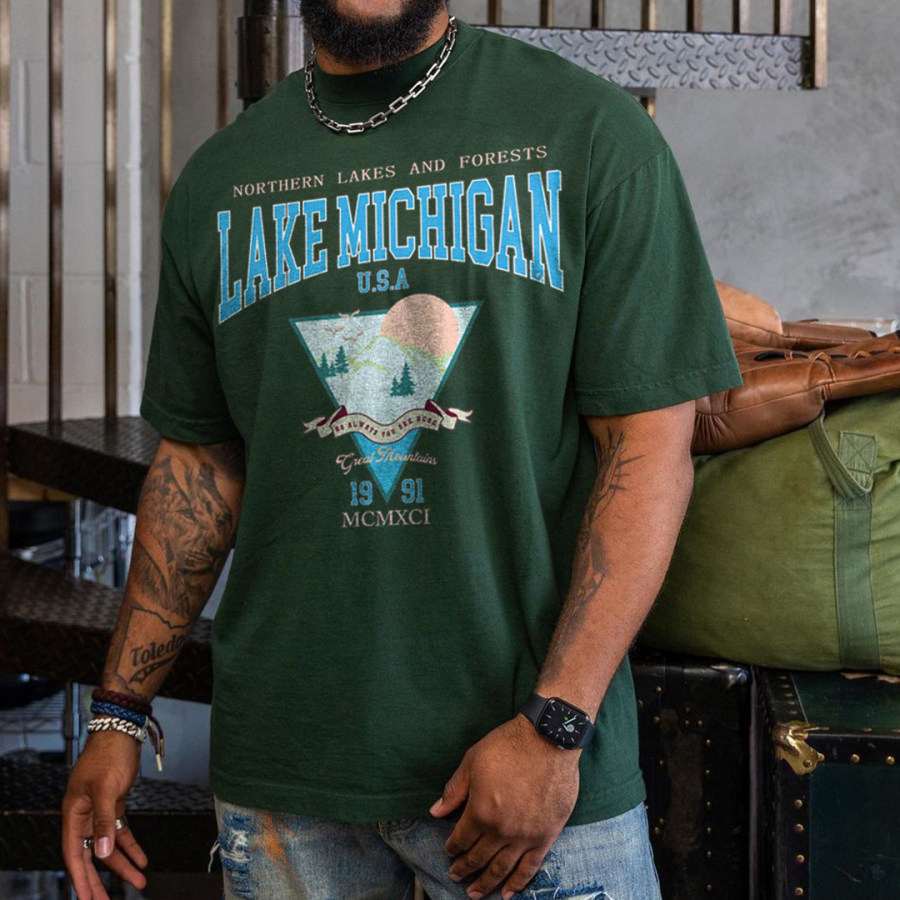 

Retro Oversized Men's Lake Michigan T-shirt