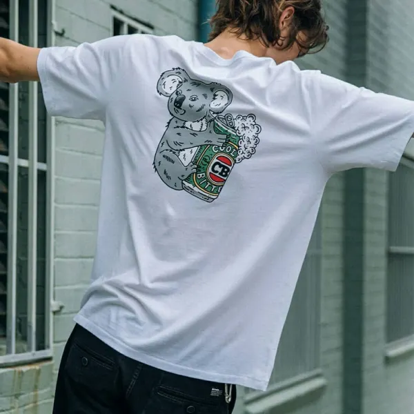 Lässiges Sommer-T-Shirt Mit Koala-Print - Faciway.com 