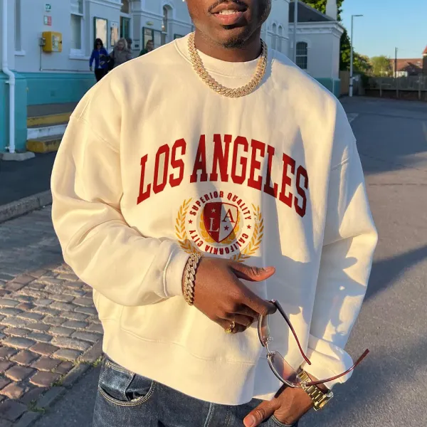 Men's LA Print Crew Neck Sweatshirt - Fineyoyo.com 