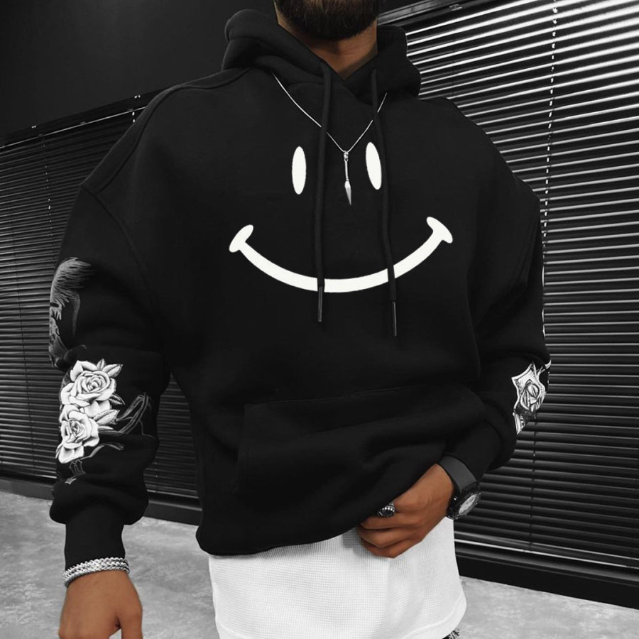 

Sweat-shirt Décontracté Surdimensionné Vintage Smiley Pour Hommes