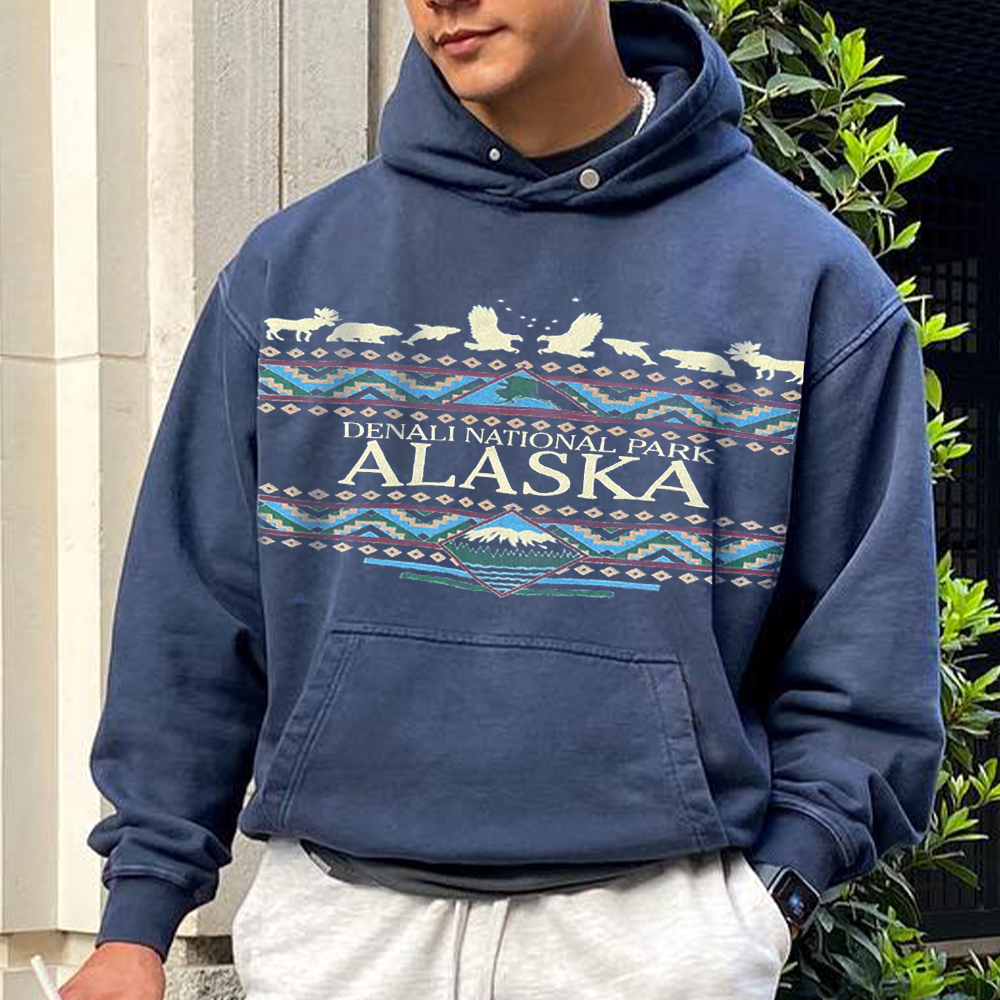 Men's Alaska Print Casual Chic Pullover Sweatshirt
