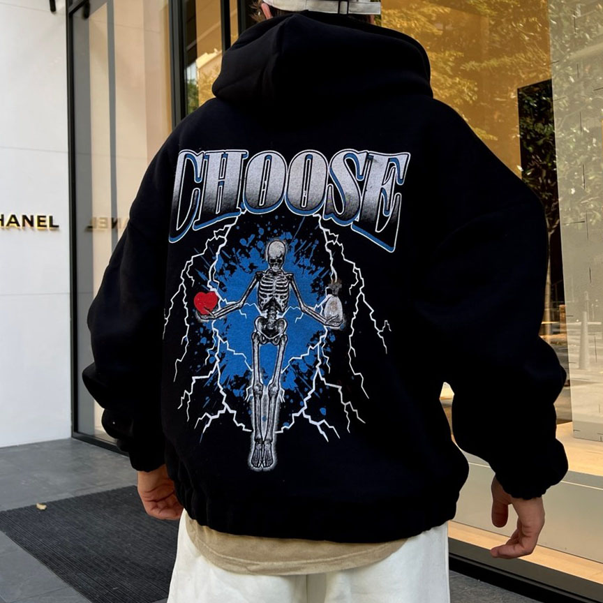 Men's Back Graphic Print Zip Sweatshirt