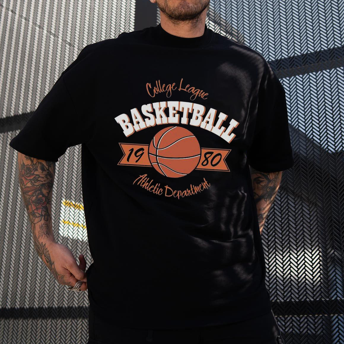 Basketball Print Short sleeved T shirt