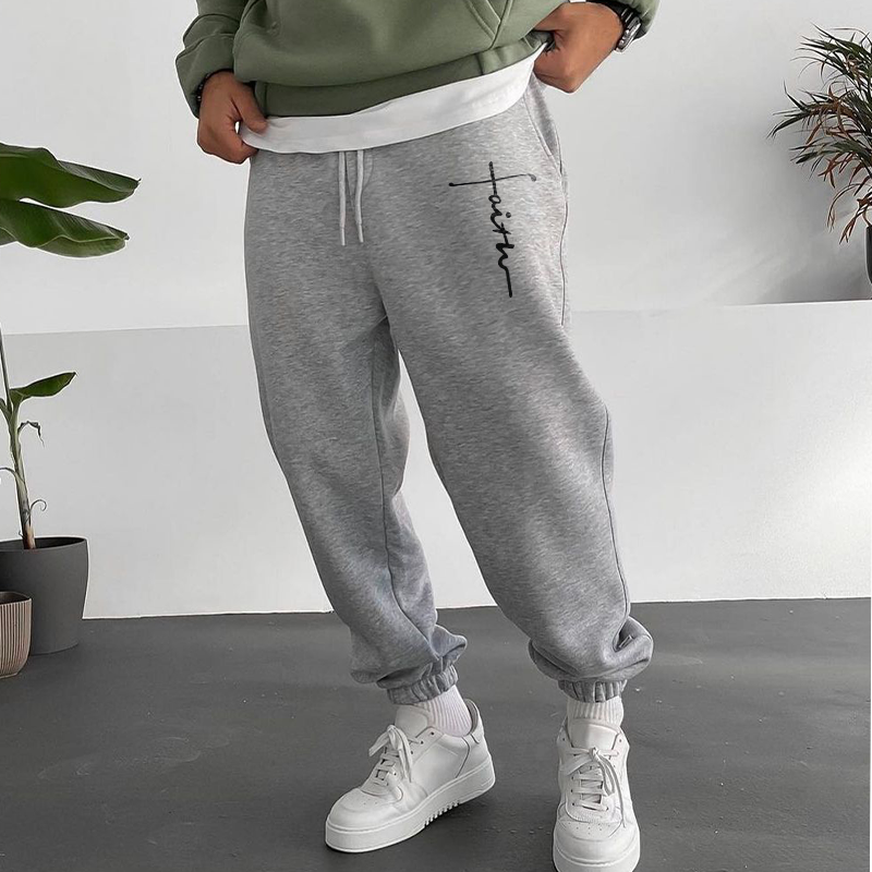 Men's Casual Simple Flannel Chic Printed Sweatpants