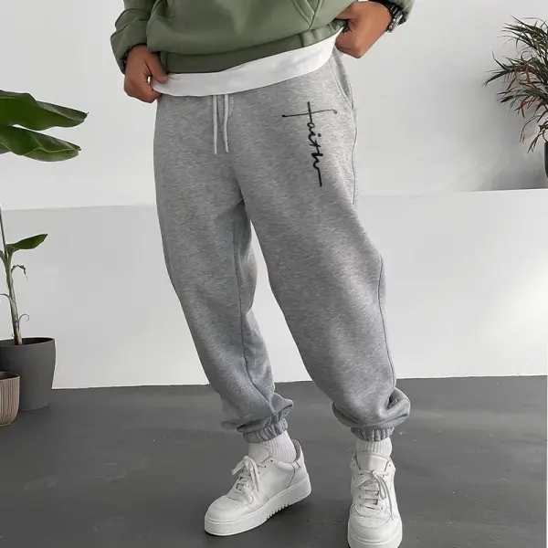 Men's Casual Simple Flannel Printed Sweatpants - Chrisitina.com 
