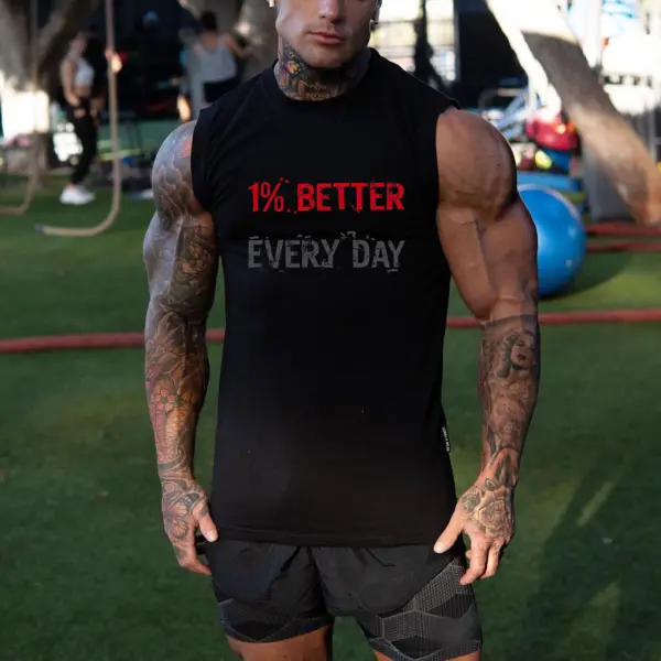1% Better Every Day Men's Printed Tank Top - Fineesa.chimpone.com 