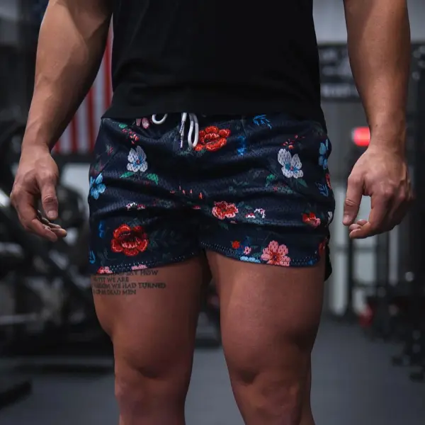 Men's Floral Print Muscle Shorts - Villagenice.com 