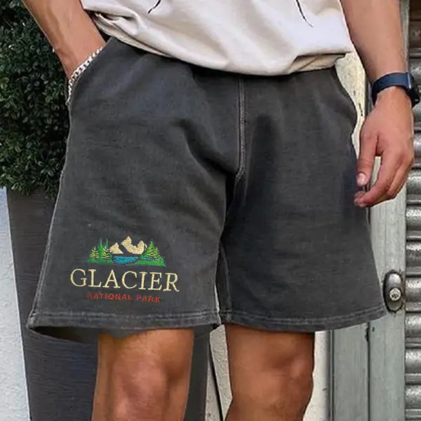 Men's Vintage Glacier Print Shorts - Paleonice.com 