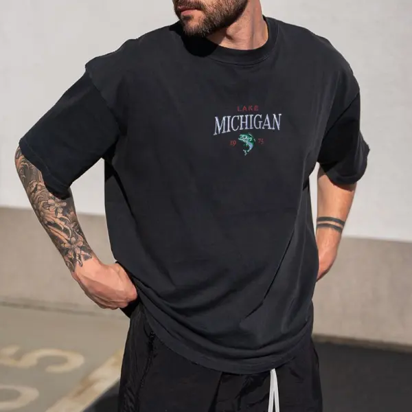 Lake Michigan Slouchy Oversized T-Shirt - Fineyoyo.com 