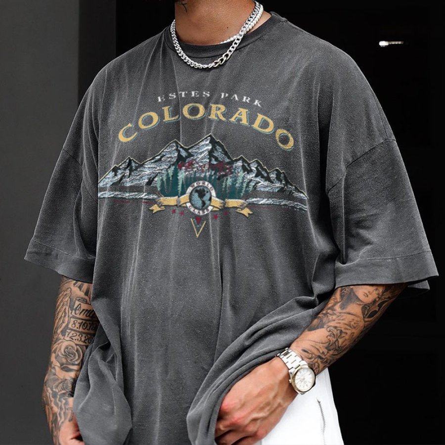 

Men's Vintage Colorado Print Oversized T-Shirt