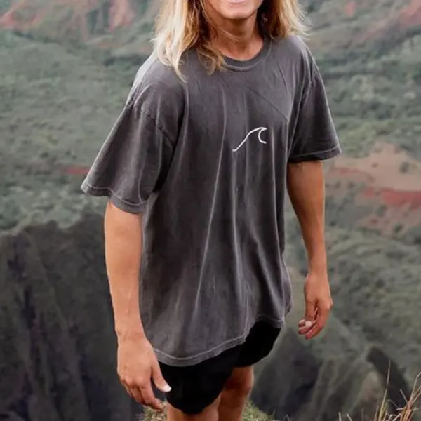 T-shirt De Surf Minimaliste Décontracté Pour Homme - Faciway.com 