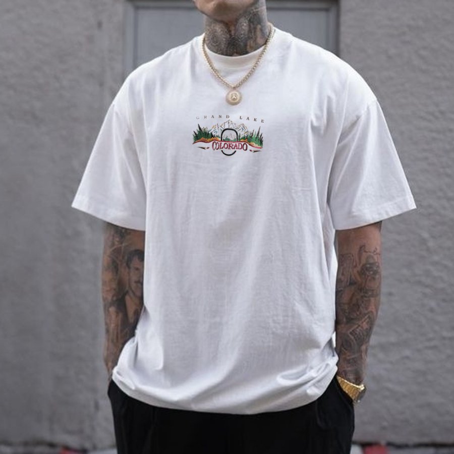 

Men's Colorado Print Oversized Versatile T-Shirt