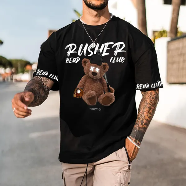 Men's Baseball Bear Printed T-shirt - Faciway.com 