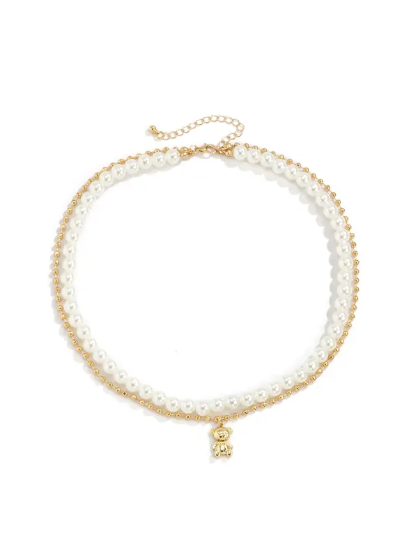 Men's Fashion Pearl Bear Niche Design Hip Hop Necklace - Fashionmia.chimpone.com 