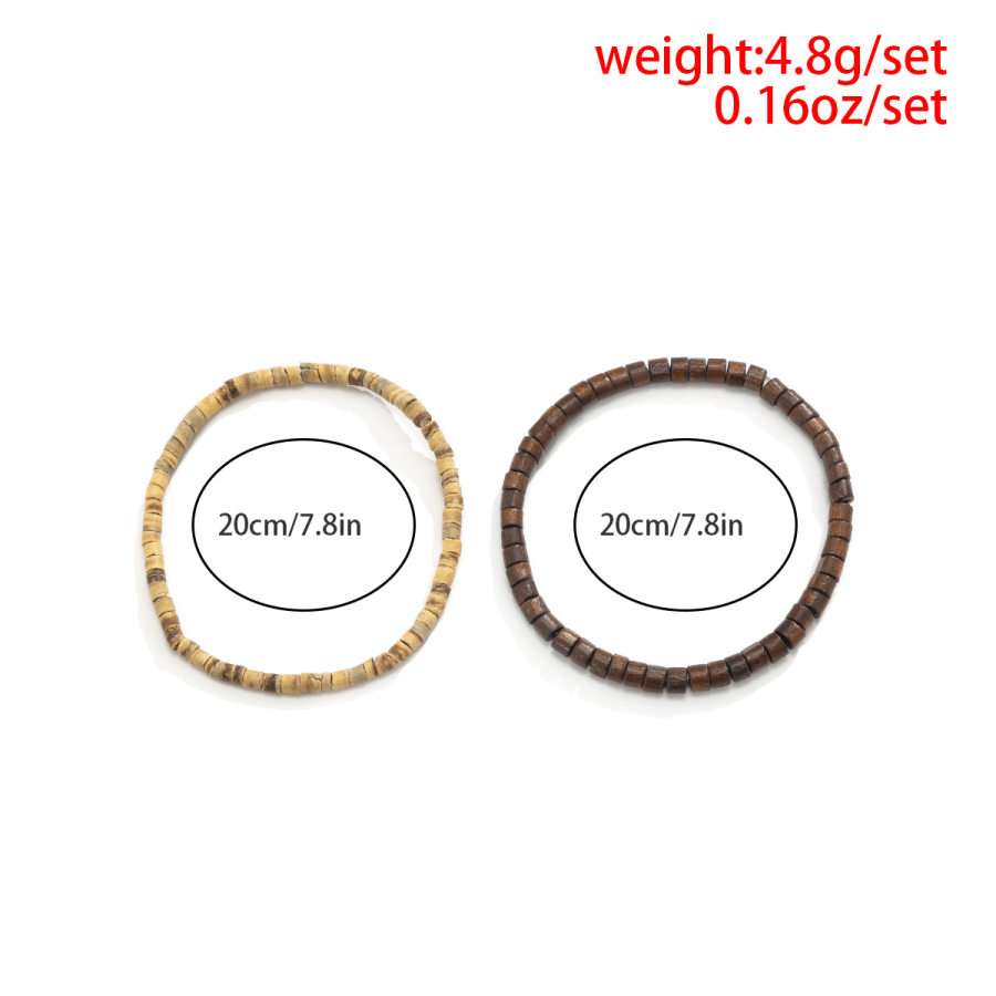 

Men's Boho Handmade Double Colorblock Small Wooden Bead Bracelet