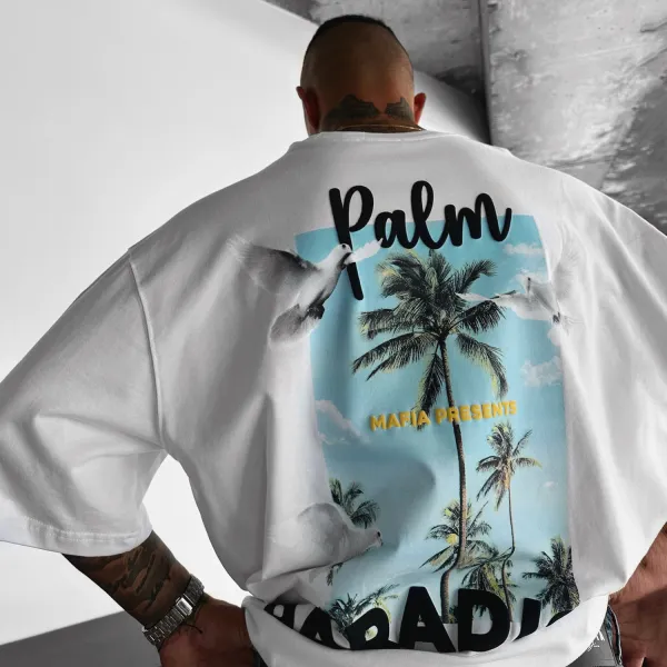 Übergroßes Palm Paradise T-Shirt - Faciway.com 