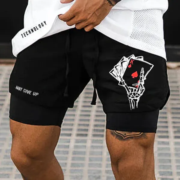 Death Skull Playing Cards Gym Performance Shorts - Yiyistories.com 