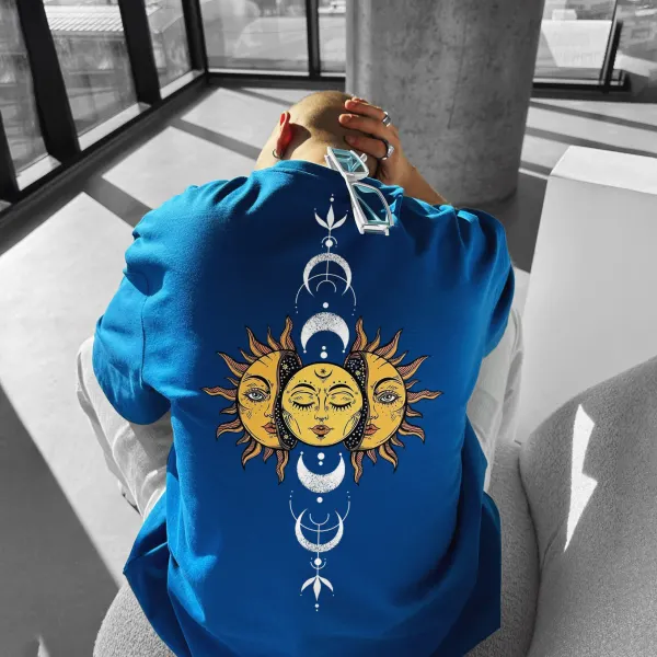 Übergroßes T-Shirt Mit Sonne, Mond Und Sternen - Faciway.com 