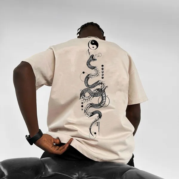 Tai Chi Snake Design Oversized T-shirt - Paleonice.com 