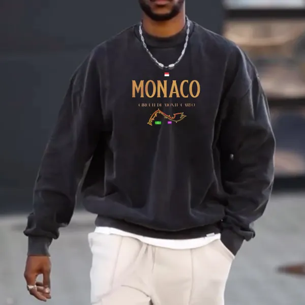 Sweat-shirt Unisexe Monaco Monte Carlo Track Décontracté Rétro - Faciway.com 