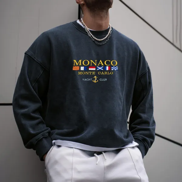 Vintage Unisexe Monaco Monte Carlo Yacht Club Sweat-shirt Unisexe Vintage Sweat-shirt - Paleonice.com 