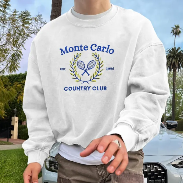 Vintage Unisex Monte Carlo Country Club Pullover Sweatshirt - Paleonice.com 