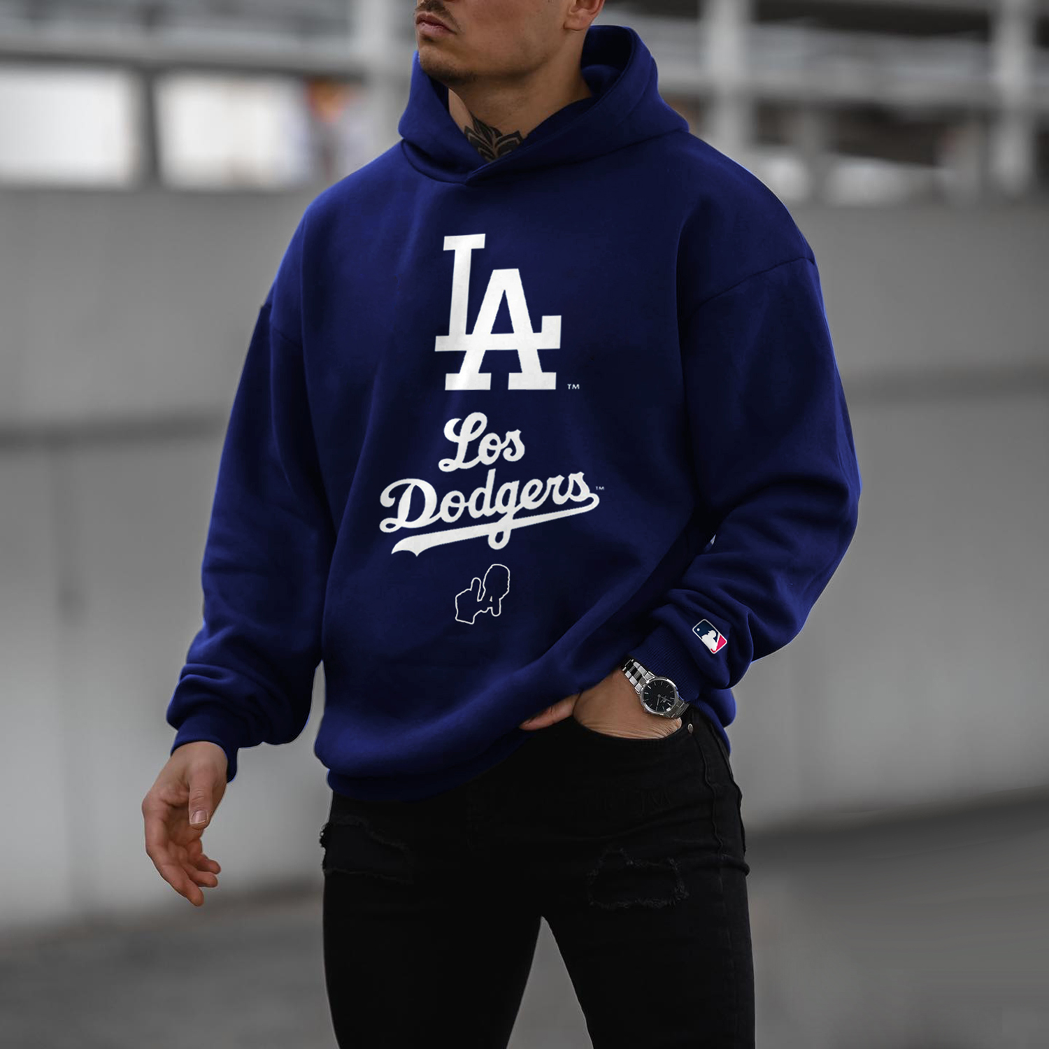 Oversized Casual Men's Los Angeles Dodgers Hoodie 